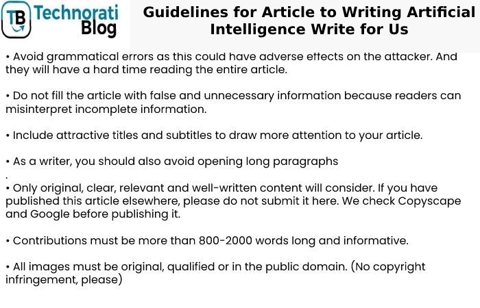 Guidelines for Article to Writing Artificial Intelligence Write for Us