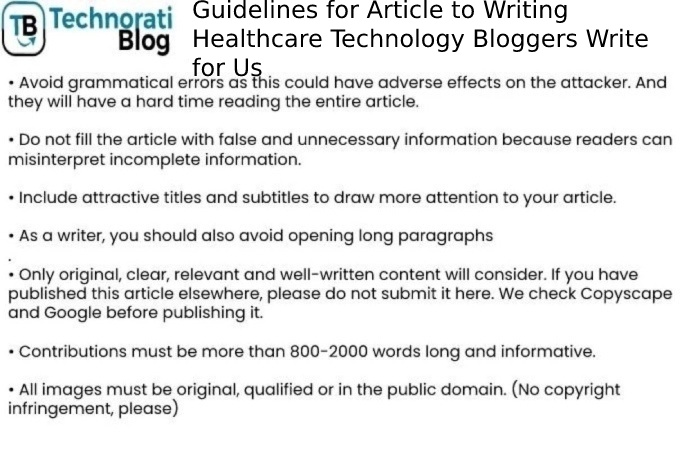 Guidelines for Article to Writing Healthcare Technology Bloggers Write for Us